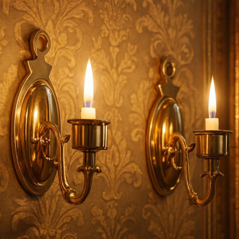 NWT Vintage Ethan Allen Solid Brass Candle Wall Scones Set of 2